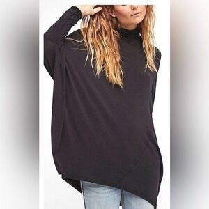 Free People Lightweight Dolman Black Oversized Turtleneck Sweater